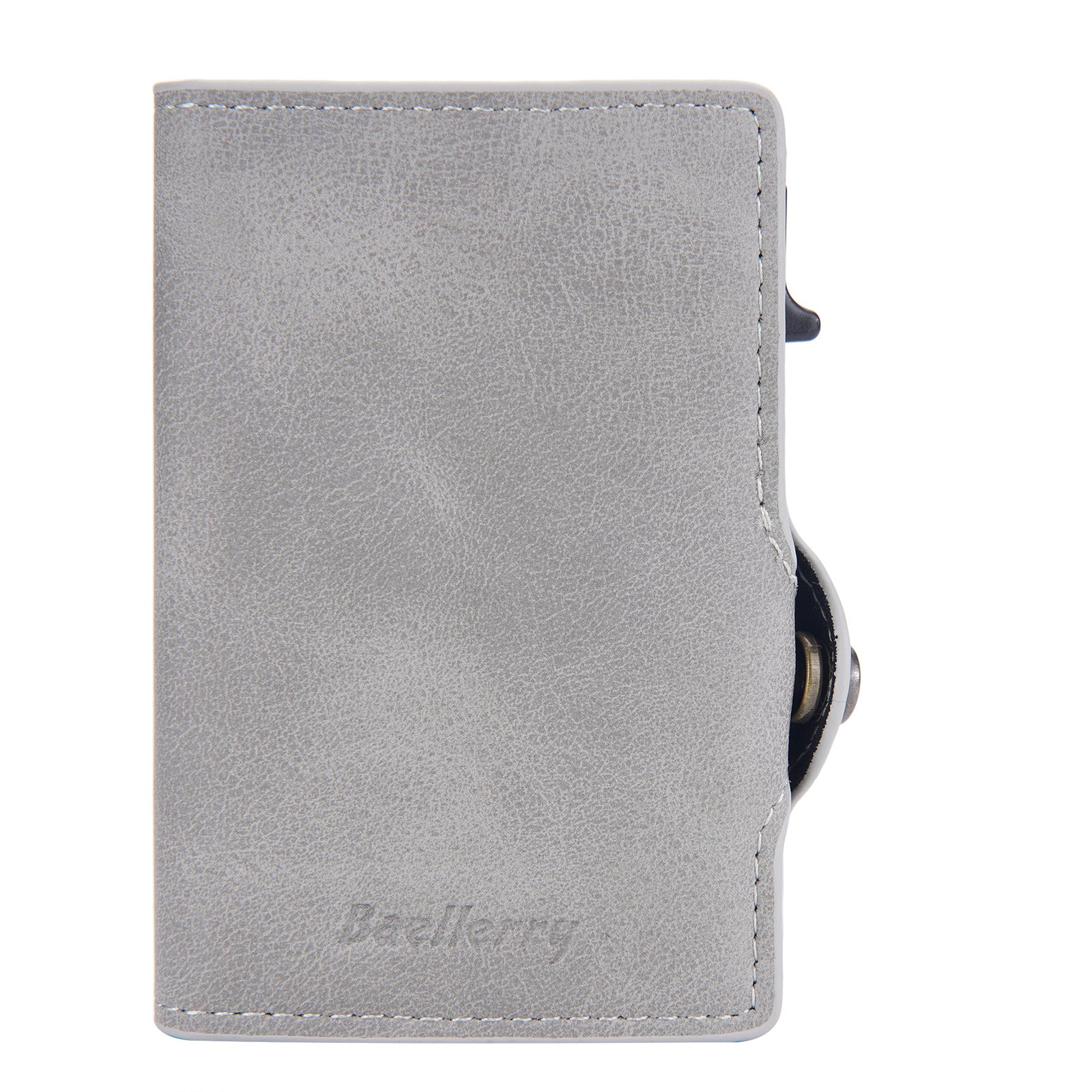 BAELLERRY K9296 Side Push Button Design RFID Blocking Card Holder Retro PU Leather Aluminum Alloy Men Credit Card Carrying Bag BAELLERRY K9296 Side Push Button Design RFID Blocking Card Holder Retro PU Leather Aluminum Alloy Men Credit Card Carrying Bag